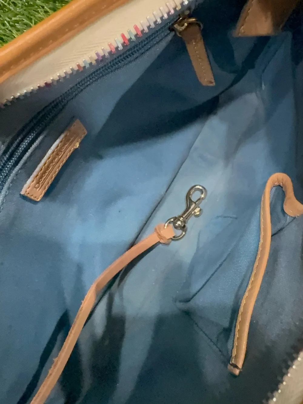 Dooney & Bourke Y2K Vintage IT Bag Yellow DB Rainbow Monogram Vachetta Leather